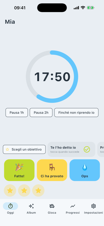 Schermata del timer Puddy su iPhone